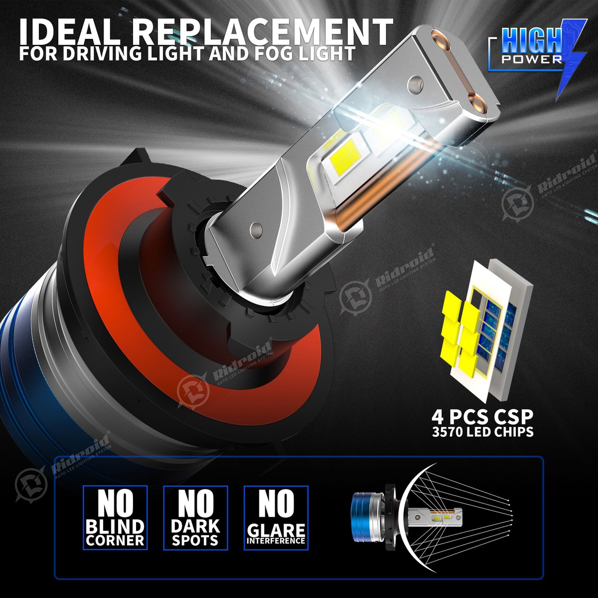 4 PCS H13 9008 LED Headlight Hi/Lo Beam 6000K White 1:1 Size 200 - Foto 4