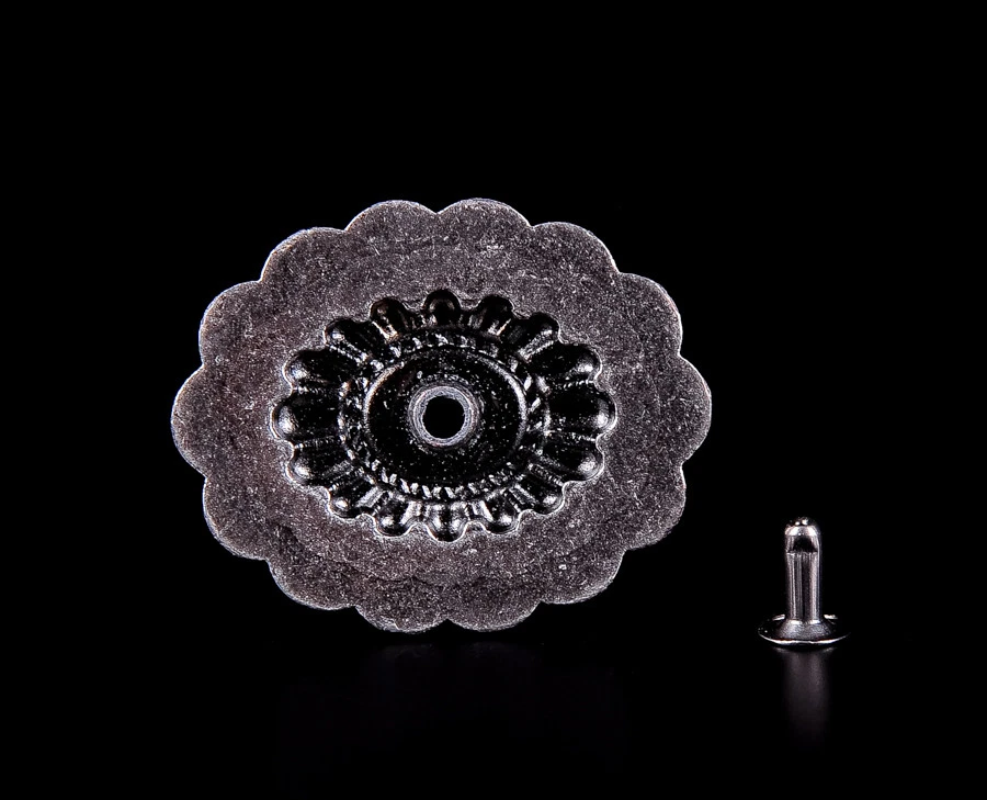 10PCs 35*28MM Antique Silver Turquoise Floral Leathercraft Horse Saddles Conchos - Image 4 of 4