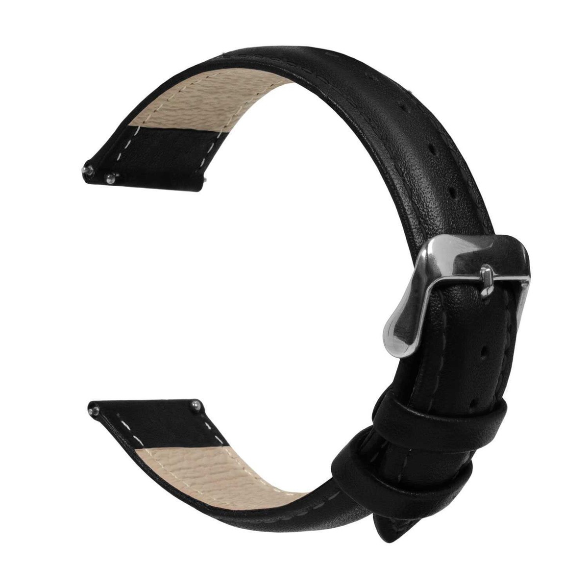 Bracelet de montre universel 18mm, Couleur Noir, Cuir Flexible