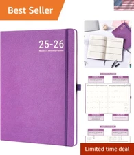 Stylish Planner 2025-2026 – Weekly & Monthly with Back Pocket and Bookmarks