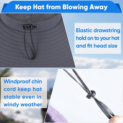 Solar & USB Fan Hat With Mosquito Head Net Wide Brim Outdoor Fishing Sun Hat Men - Picture 6 of 12