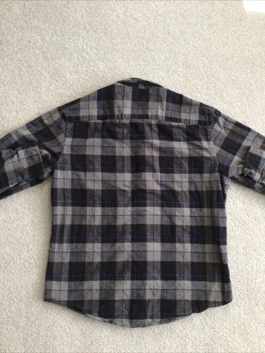 Chemise à carreaux homme Pendelton Mason grandes manches longues en flanelle de coton noir gris - Photo 2/8