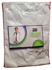 NY Threads Lab Coat LG Thigh Length Healthcare Uniform Medical Hospital Doctor