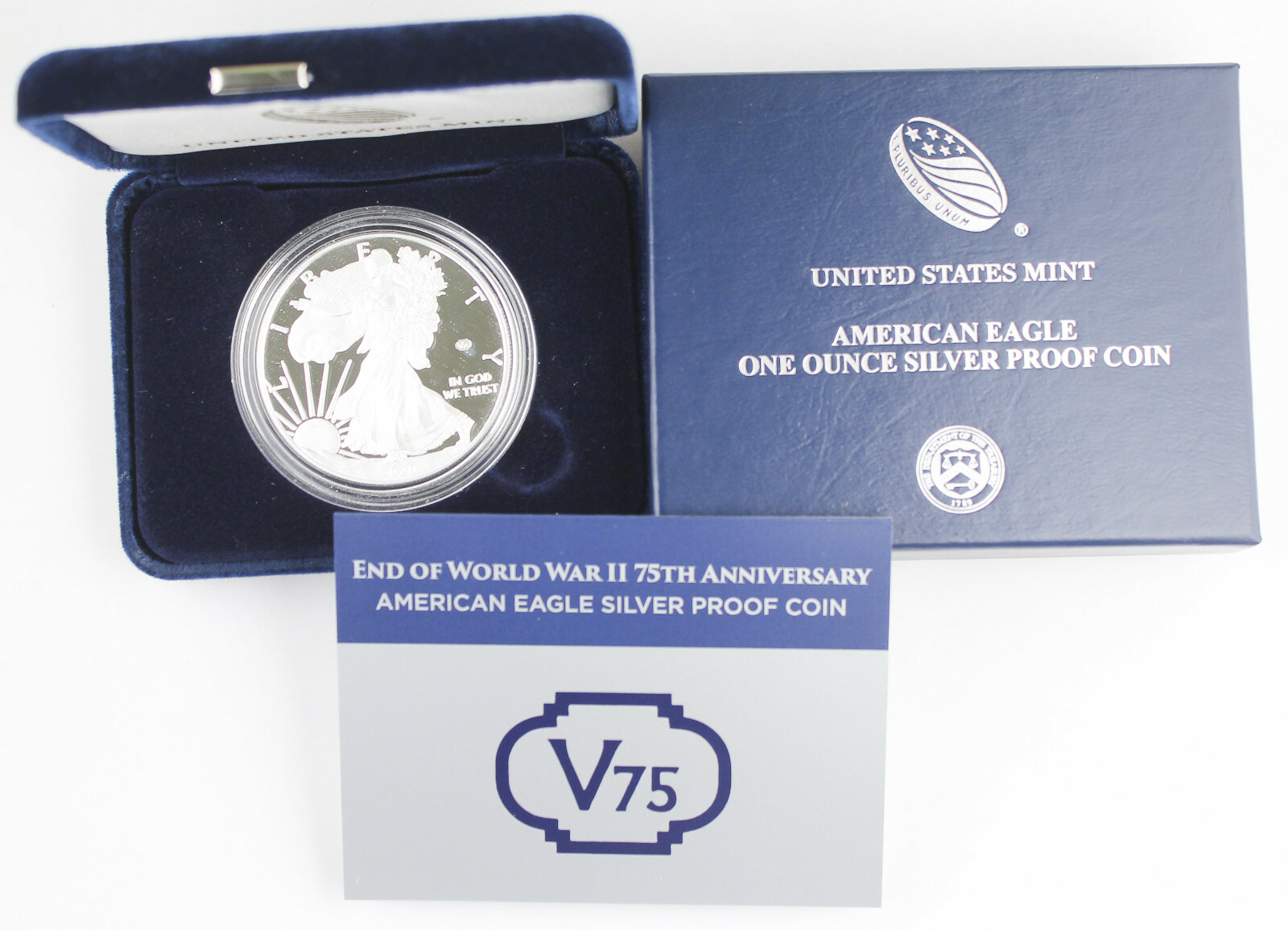 2020 W End of WWII 75 Anniversary American 1 Oz Proof Silver Eagle V75