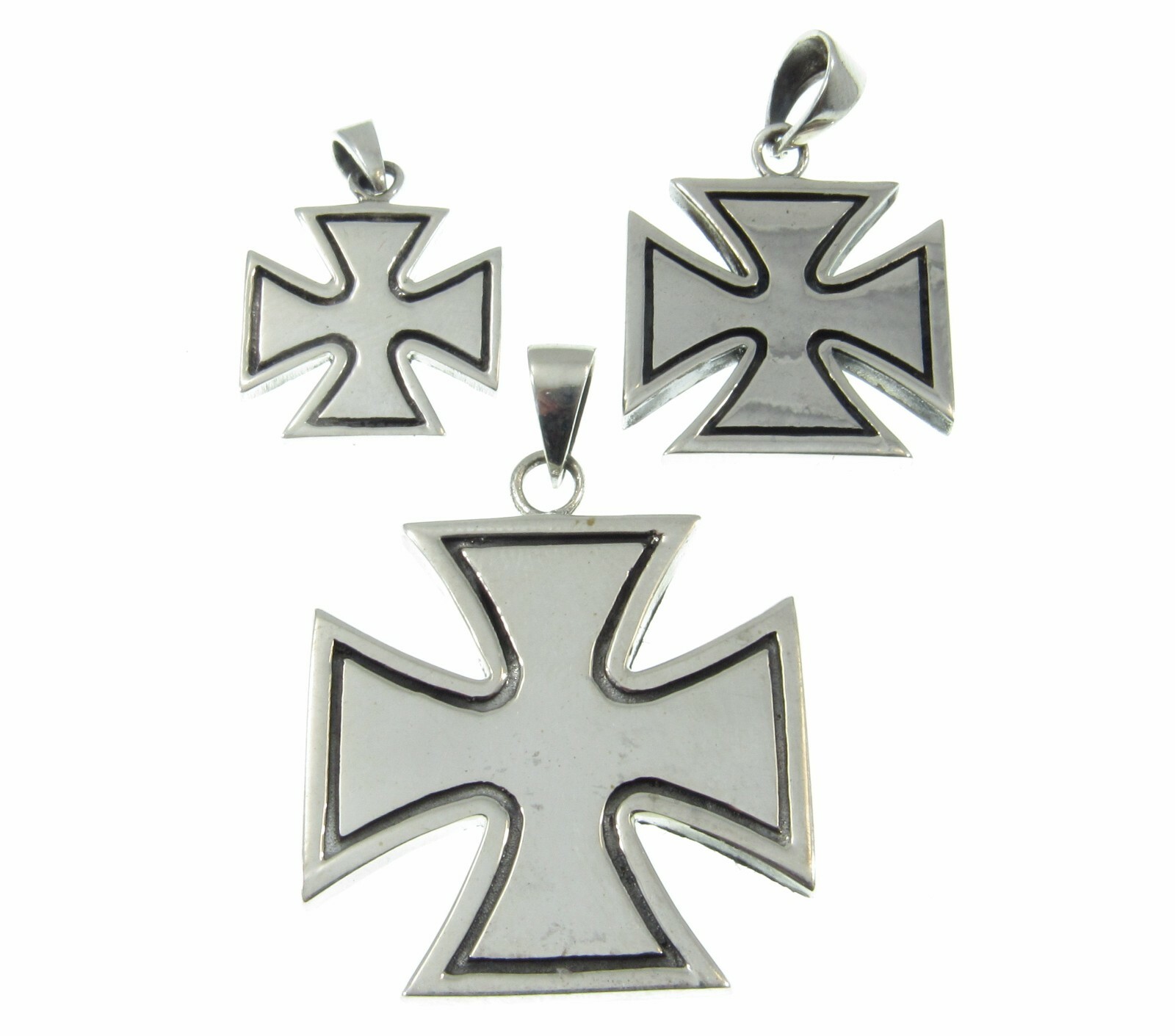 Solid 925 Sterling Silver Iron Cross (Croix Pattee) Pendant - Biker ...