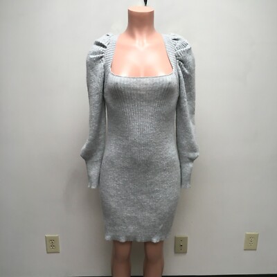 WAYF Womens Grey Leland Long Sleeve Tie Back Ribbed Knit Sheath Sweater  Dress M for sale online | eBay