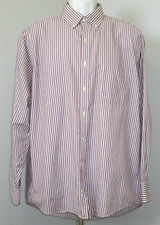 Chaps Red White Blue Striped Dress Shirt Mens Size 16-16 1/2 34/35 LS 232-30107