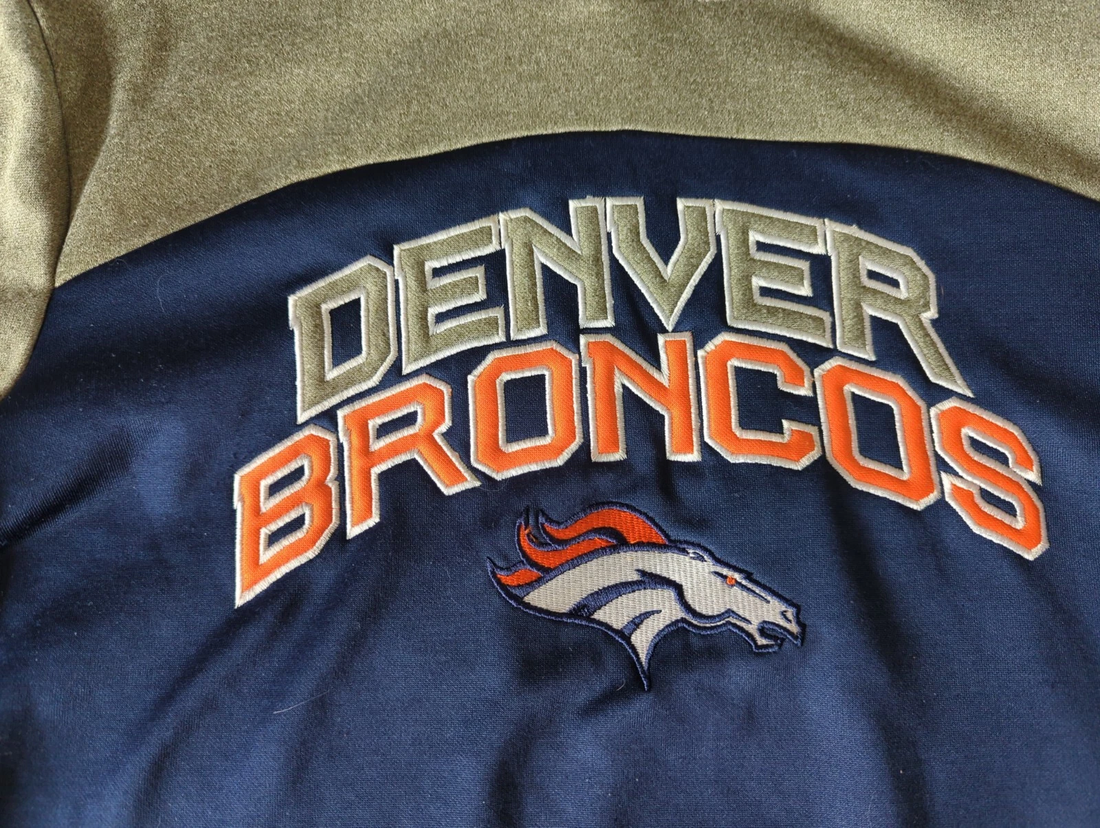 VETEMENTS Denver Broncos Pullover Felpa con Cappuccio Blu Grigio Arancione Gioventù L 14 16 NFL TEAM APPAREL