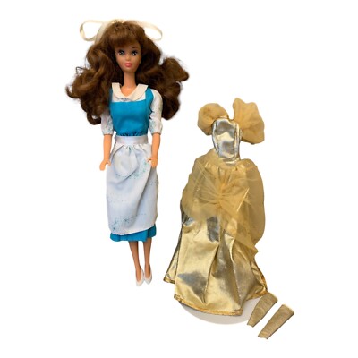 1991 Mattel Disney Beauty and the Beast Belle Doll With Gold Gown