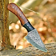 Handmade Damascus Skinner Blade Hunting Knife Leather Sheath Outdoor Survival
