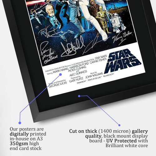 Póster de la película Star Wars una Nueva Esperanza firmado 16" x 12" enmarcado regalo impreso A... - Imagen 10 de 12