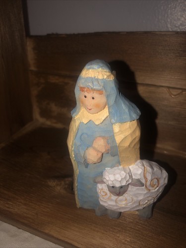 Vintage Style Nativity Set Manger Scene Wood Stable 15”x 10”x 5” Resin Figures - Picture 6 of 8