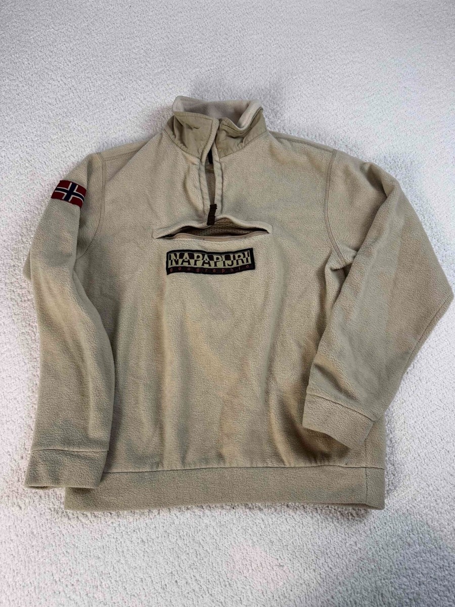 Napapijri Mens 100% Polyester Long Sleeve Pullover Brown Fleece