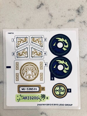 LEGO STICKER SHEET for 70734 Master Wu Dragon, New & Genuine!