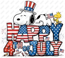 Peanuts  Happy 4th of July   DTF  Shirt Iron on Transfer