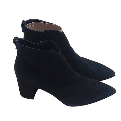  AGL Notch Logo black suede ankle booties women's size 37.5