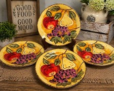 Hand Painted Fruit Plates Set of 4 Tabletops ...