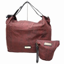 JIMMY CHOO CAMELEON JIN Tote Nylon Borgogna Borsa da donna Pouch Snake Print Bag