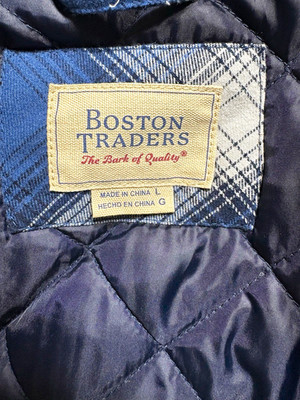 Boston Traders Men's Blue Plaid Hooded Button Quilted Lined Shacket Jacket L