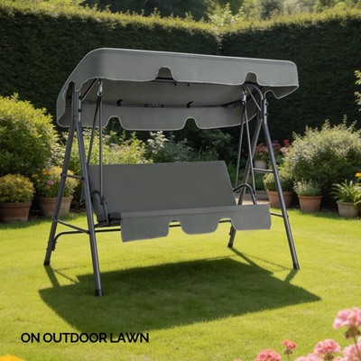 Porch Swing Hammock Bench Lounge Chair Steel 3-Seat with Canopy for Outdoor