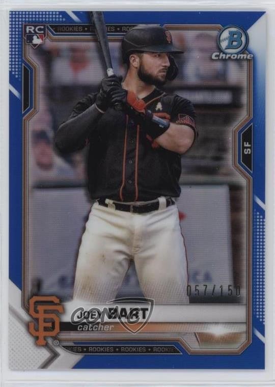 2021 Bowman Chrome Blue Refractor 57/150 Joey Bart #23 m5w