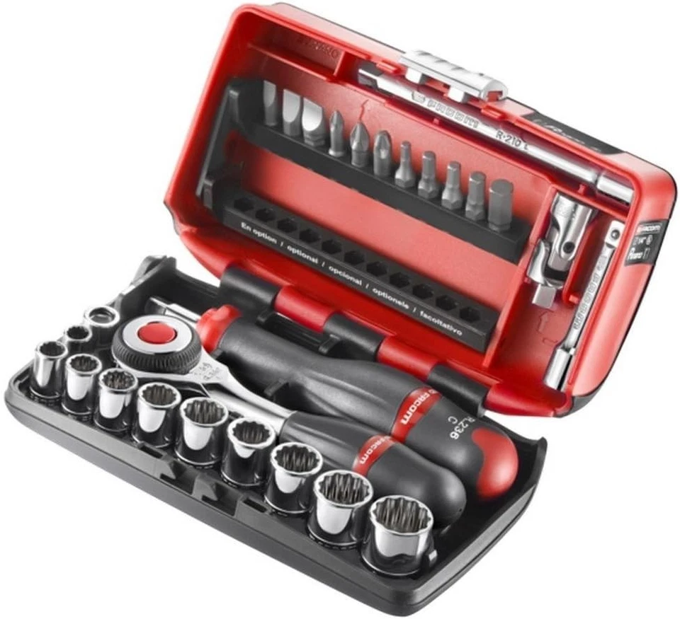 Facom R.360NANO-U112 1/4" Cliquet à Manche Rotatif avec Set Douille