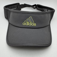 Adidas AEROREADY Men's Visor Hat Adjustable Dark Grey Neon Yellow Golf Tennis