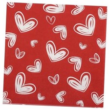 100Pcs Heart Luncheon Paper Napkins Valentines Day Party Napkin Red Heart
