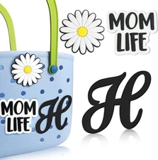 3 PCS Letter Charms for Bogg Bag Accessories Decorative Black Letter H Initial