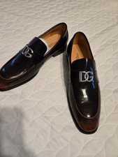 DOLCE and GABBANA Leather shoes. Mens Brown Logo loafers. Brown 44 ( 11)