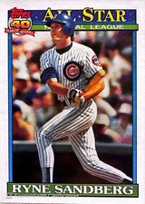 1991 Topps - All-Star Ryne Sandberg #398 Chicago Cubs MLB HOF Baseball Card NM