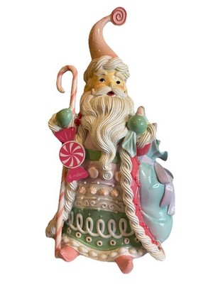 PEPPERMINT SQUARE Large Pastel Santa Claus Holiday Sugar Christmas Decor