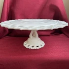 Vintage Milk Glass Cake Stand Doric Lace Edge Westmoreland Glass
