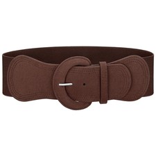 Women Wide Stretchy Waist Belt for Dress Vintage Suede Elastic Belt with Chun...