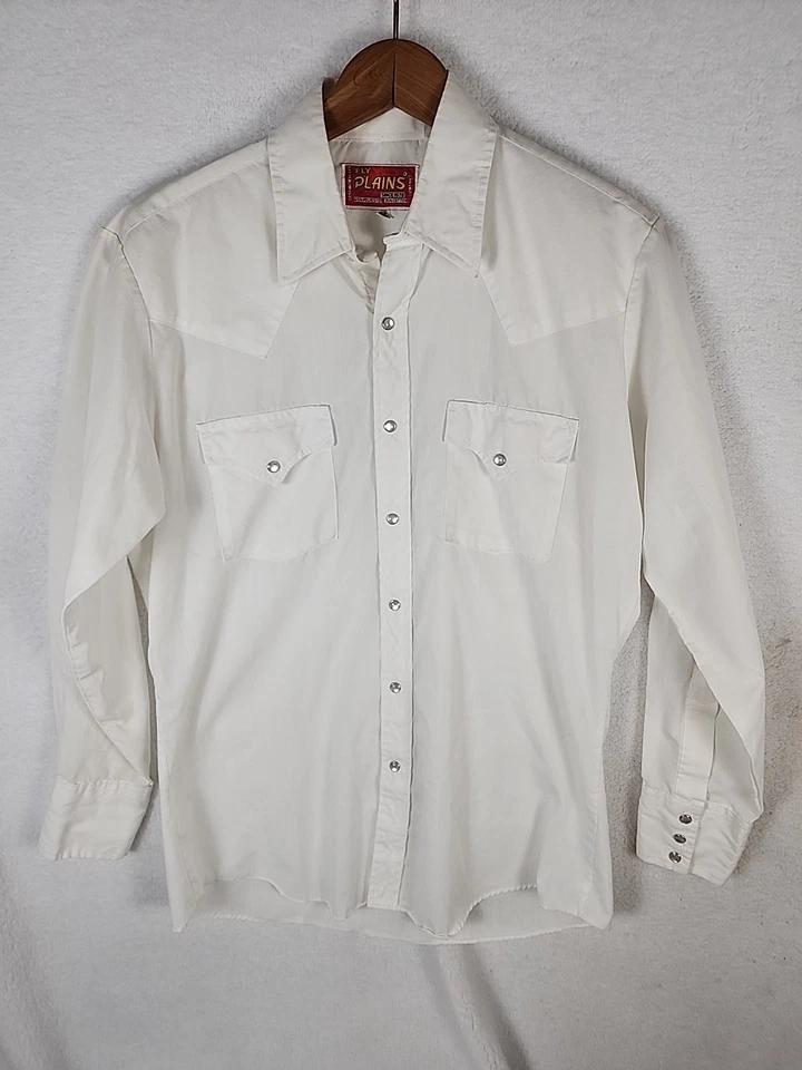 Vtg 70s 80s Mens S White Ely Plains Pearl Snap Western Shirt Cowboy 15.5x32/33  - Image 2 of 4