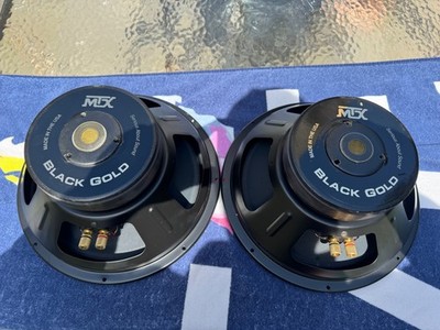 12  MTX Black Gold Rare Old School Car Audio Subwoofers Single 8ohm Voice Coils