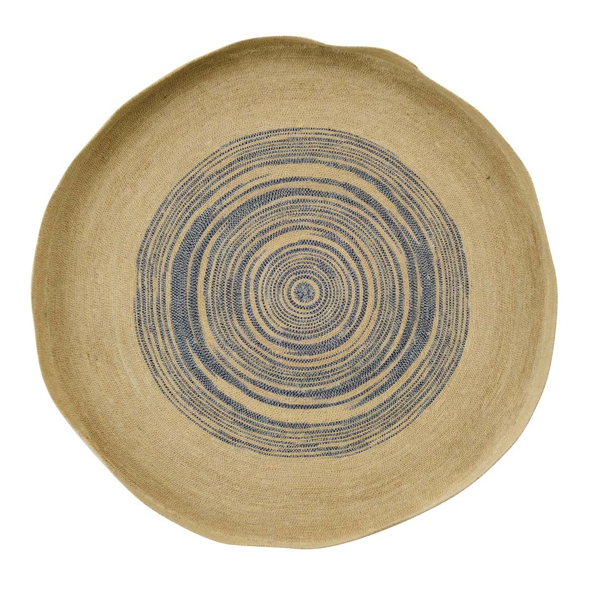 Plateau en jonc de mer déco murale 100cm bleu et naturel ethnique Galene