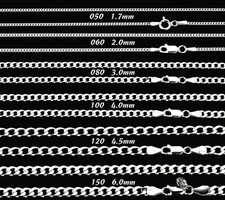 925 Sterling Silver Curb Chain GENUINE Necklace Lobster Clasp 16"-30" Gifts UK