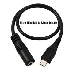 Micro USB Jack Male to 3.5mm Female Headset Adapter Cable 0.3m