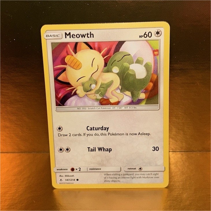 Pokémon Meowth 147/214 Sm-Unbroken Bonds Regular Common Basic 60 HP Card English