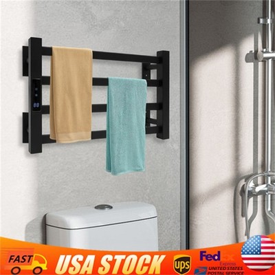 4-Layer Electric Heated Towel Rack with Control Panel, Wall-mounted Towel Rail