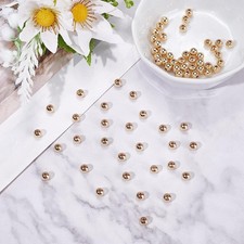 5mm 14K Gold Plated Beads, 150pcs Smooth Round Bead Long-Lasting Plated Small...