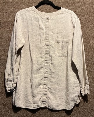 Saks Fifth Avenue Linen Top L Luxe Safari Minimalist Oatmeal Shacket Beach