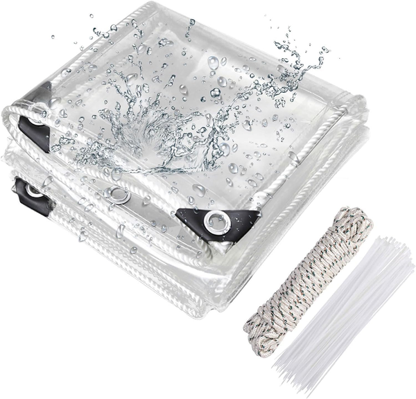 Transparente Plane Mit öSen 420G/M² 0.8X1.2M, Abdeckplane Zeltplane Wasserdicht-image
