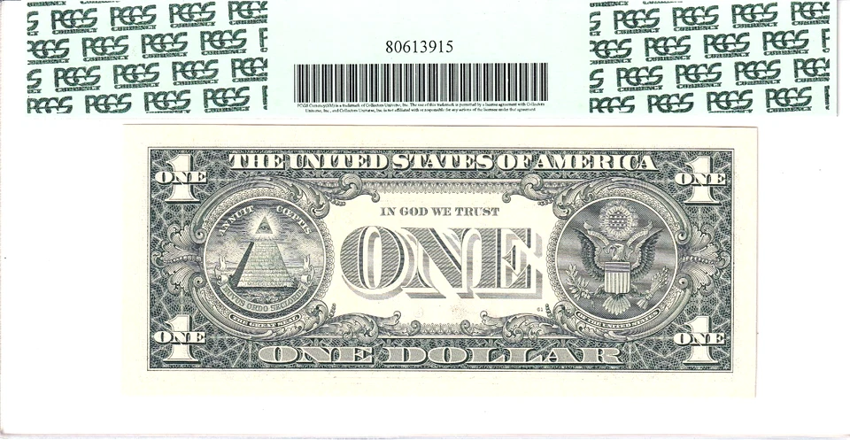 2003-A $1 FRN PCGS Gem New 66PPQ Fancy TRUE 0/1 BINARY Serial #B01111010G - Image 2 of 2