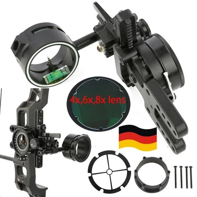 HNZMDY Compoundbogen Visier 1Pin 4x 6x 8x Linse Einstellbare Adapter Bogenschießen Jagd