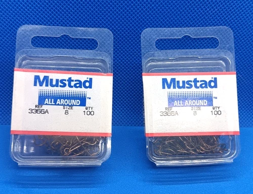 Mustad #3366A Fly Tying Hook-Great All Around Hook-Size #8-Lot of 2-100 packs!