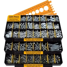 2251 Piece Hardware Assortment Kit with Screws, Nuts, Bolts & Washers (3 Trays)…