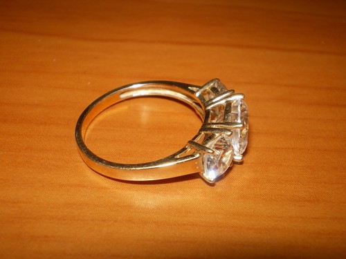 2.5 Ct Princess 14K Yellow Gold 3-Stone CZ Diamond Engagement Wedding Ring 6.75 - Afbeelding 7 van 18