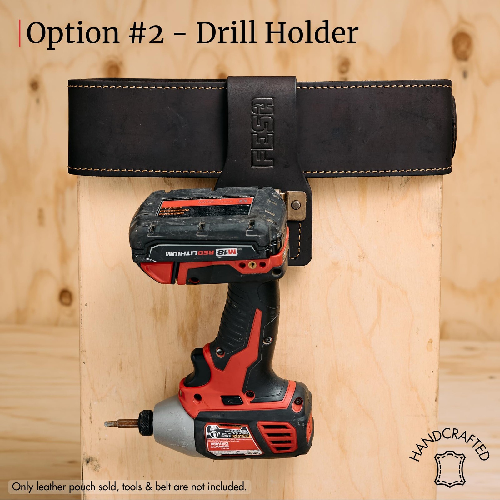 Leather Tape Measure Holder for Tool Belt with Steel Clip Heavy Duty Rivets